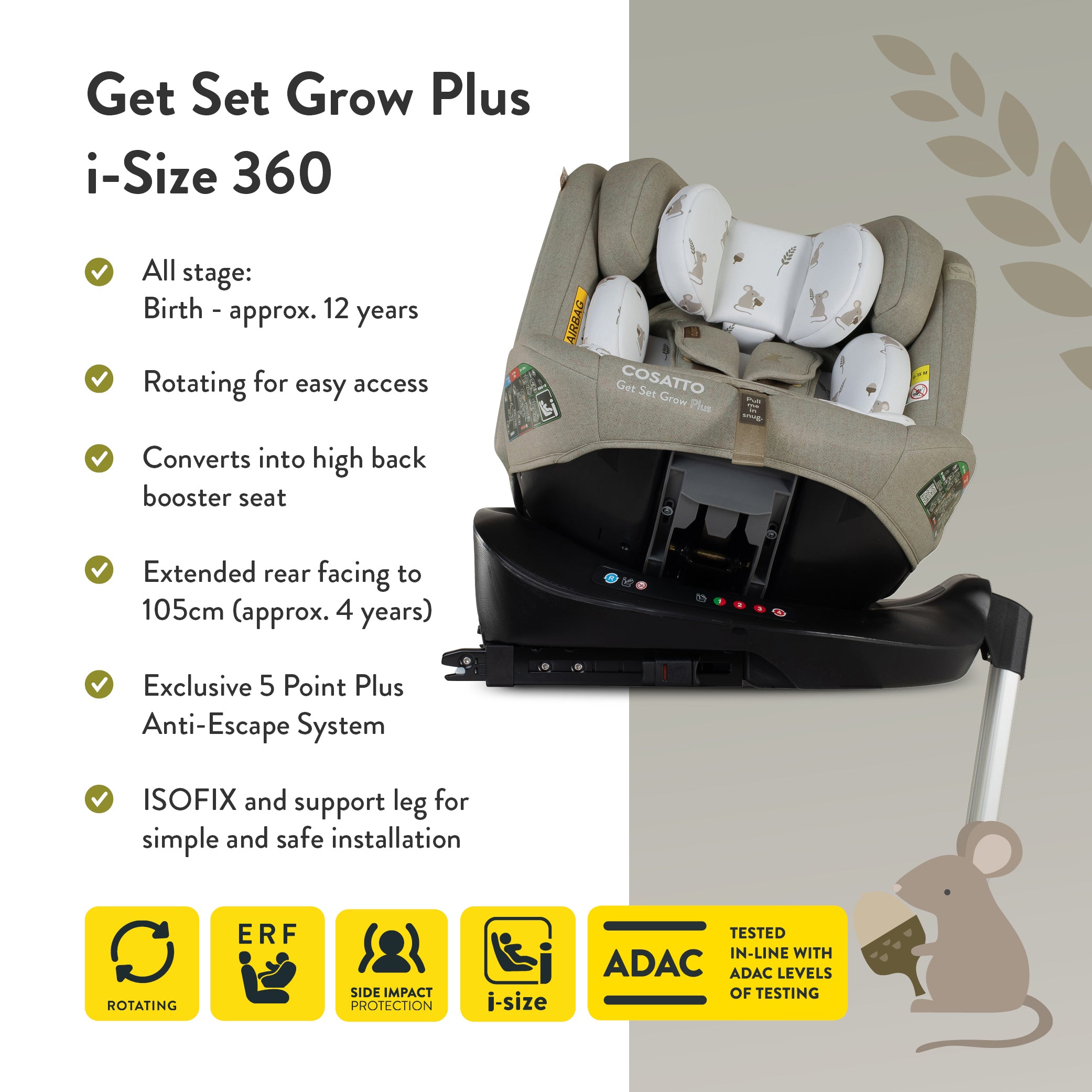 Get Set Grow Plus i-Size 360 Car Seat Hushmouse