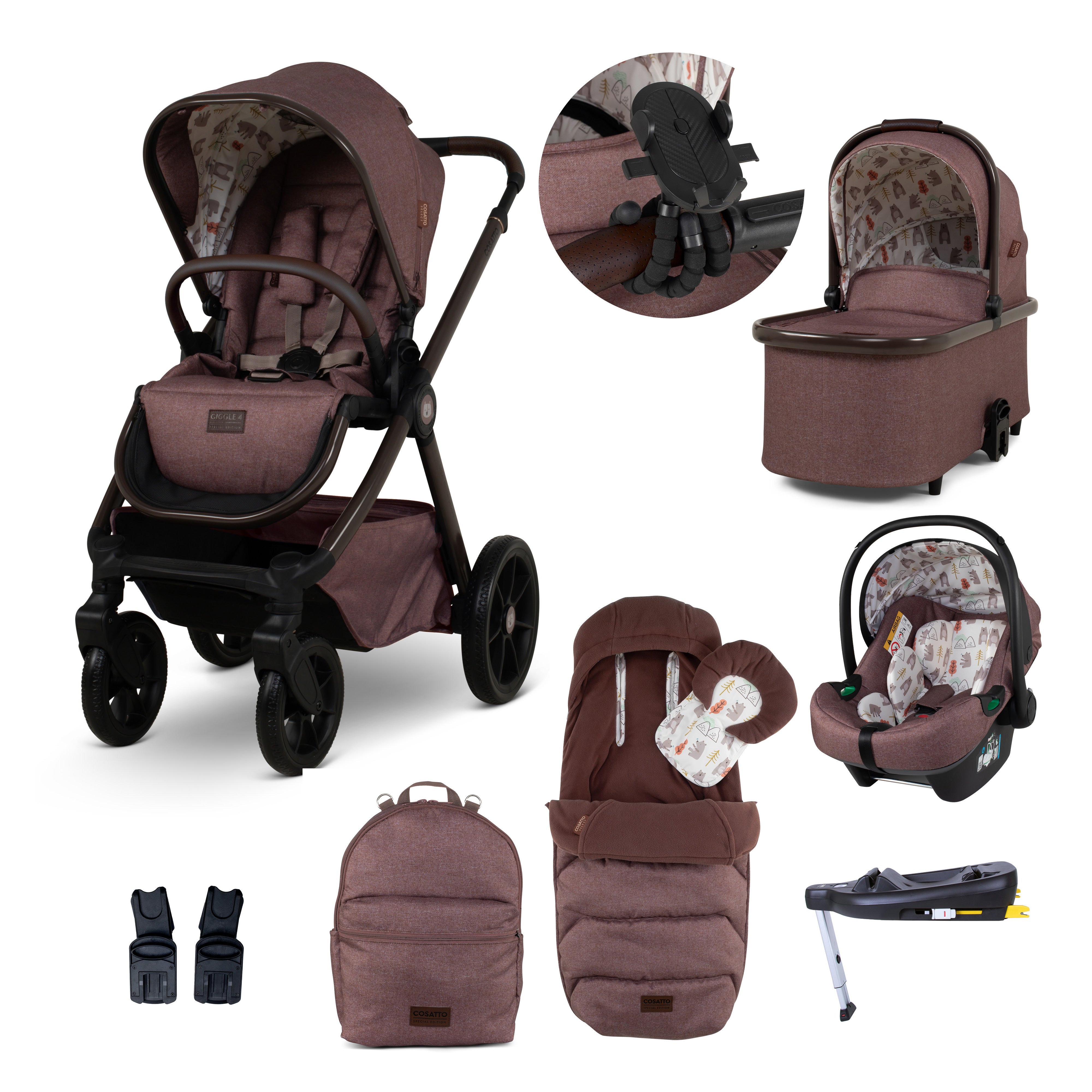 Giggle 4 Special Edition Pram and Accessory Bundle Bear Hug - Bundle - Cosatto Ireland