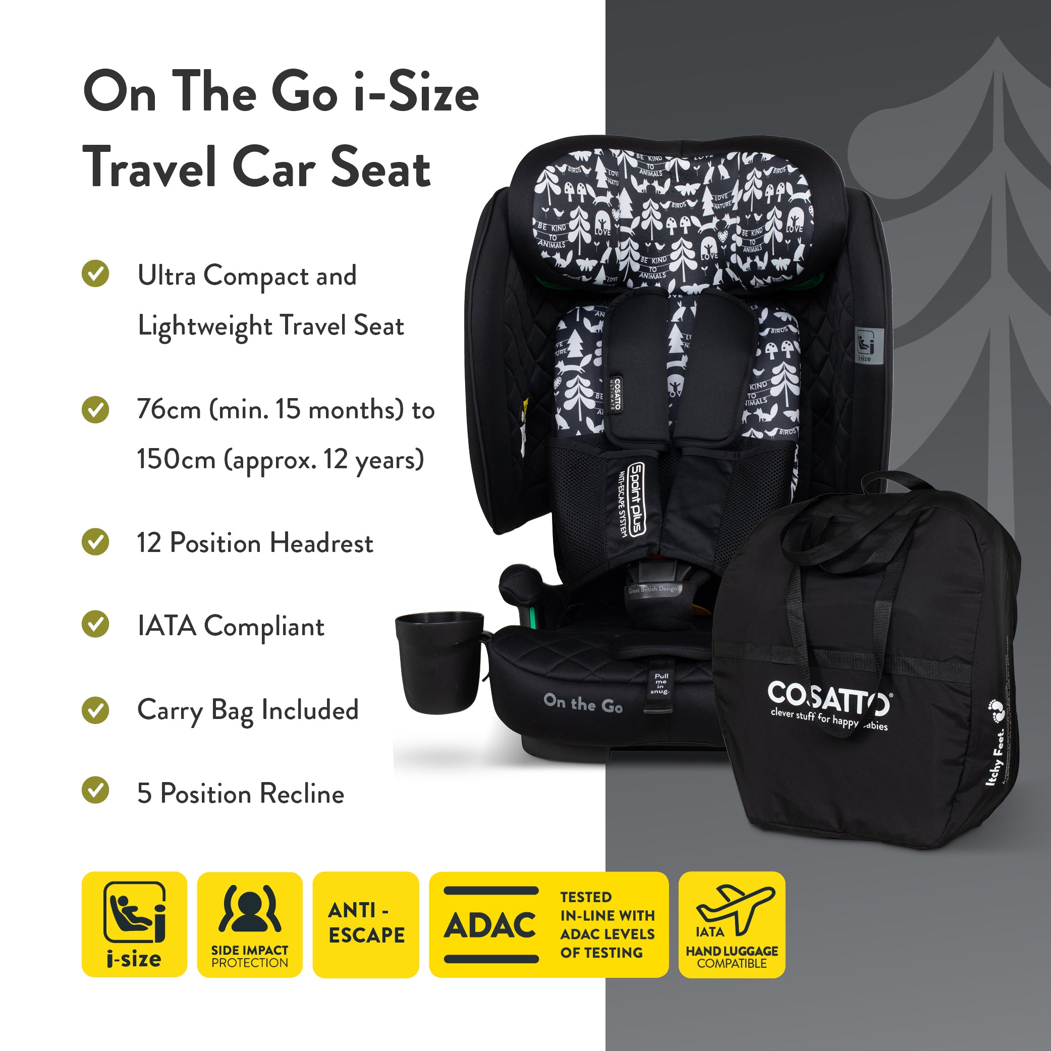 On The Go i-Size Travel Car Seat Silhouette