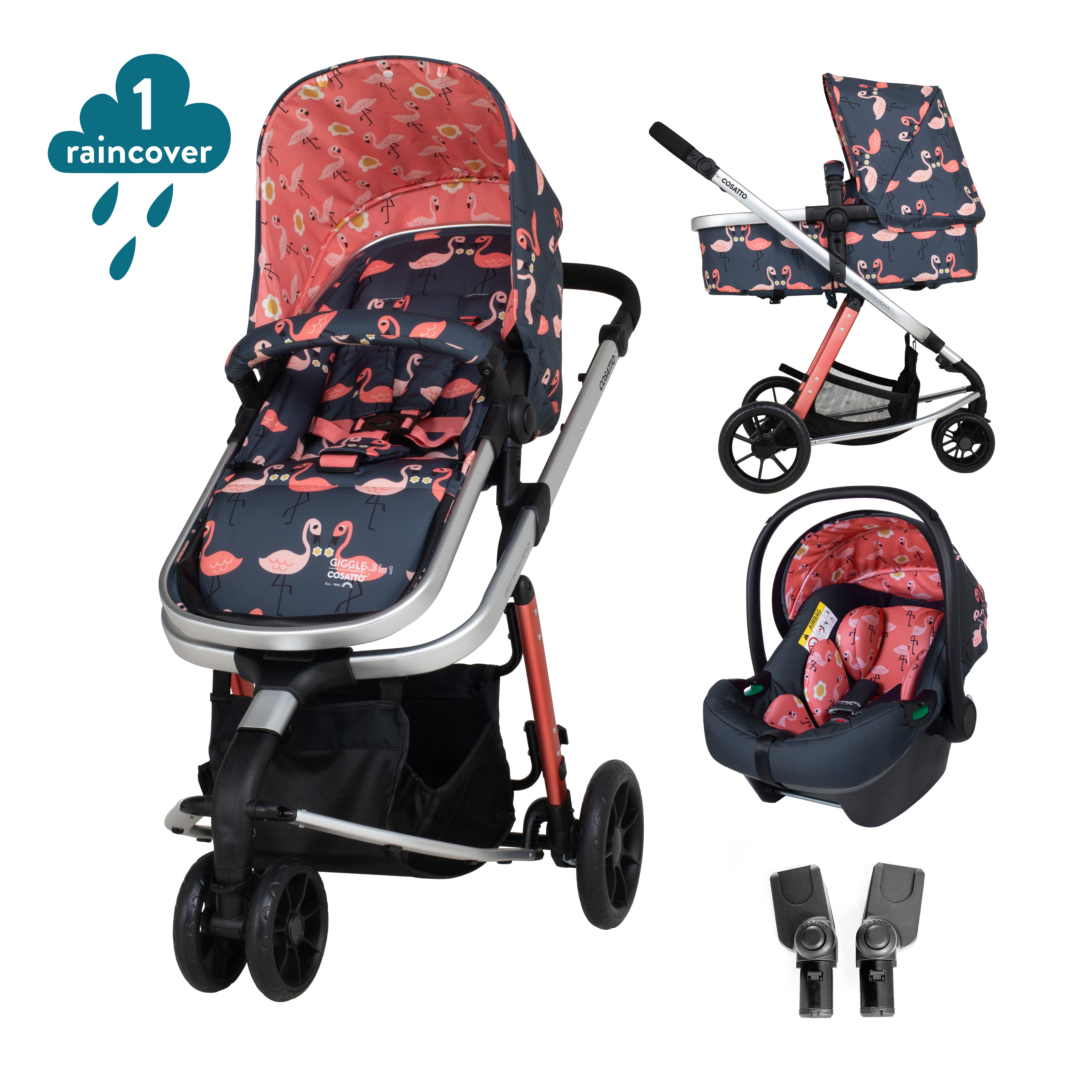 Giggle 2 in 1 i-Size Bundle Pretty Flamingo