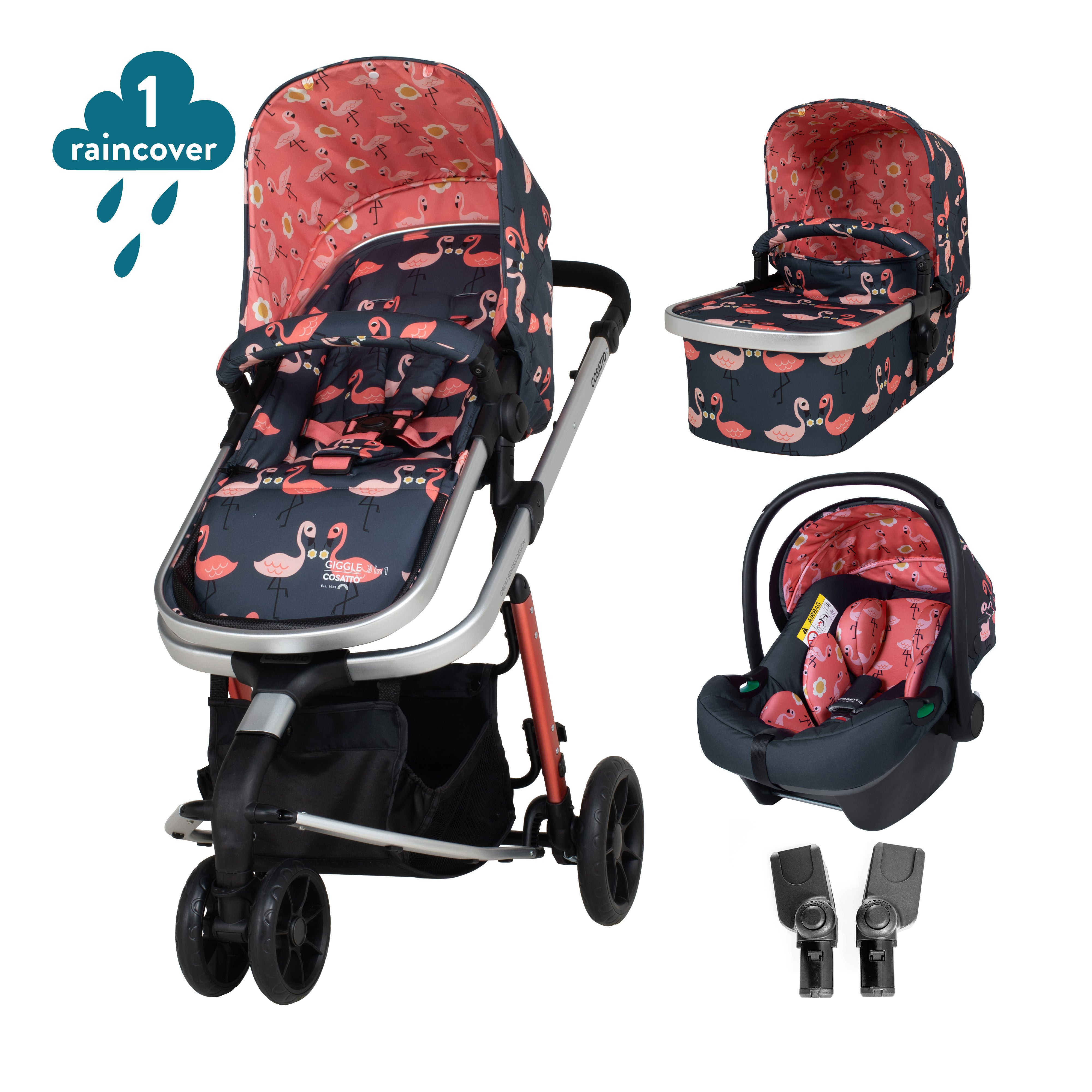 Giggle 3 in 1 Carseat Bundle Pretty Flamingo