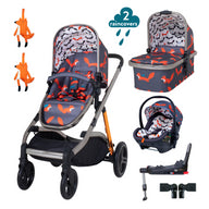 Wow XL Car Seat and i-Size Base Bundle Charcoal Mister Fox